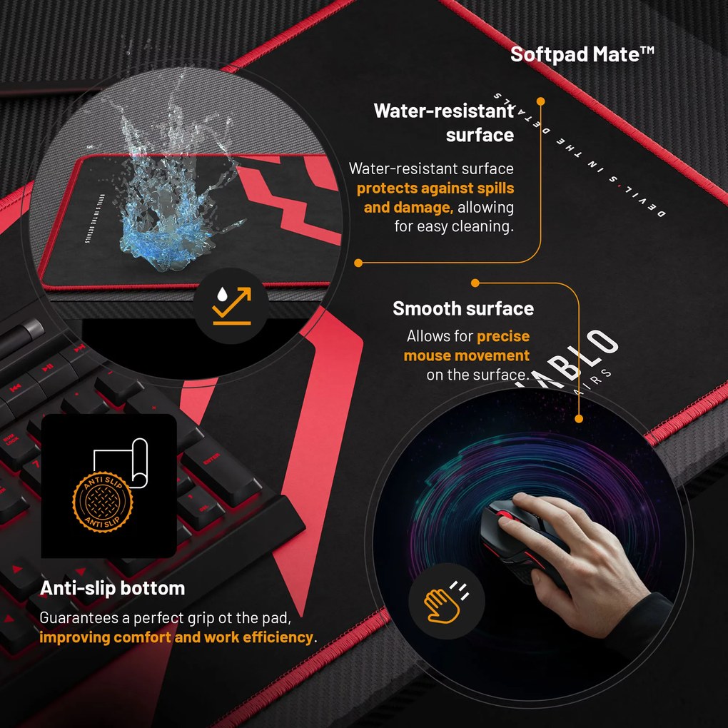 Gamer asztal 100 cm fekete: Diablo X-Mate 1000