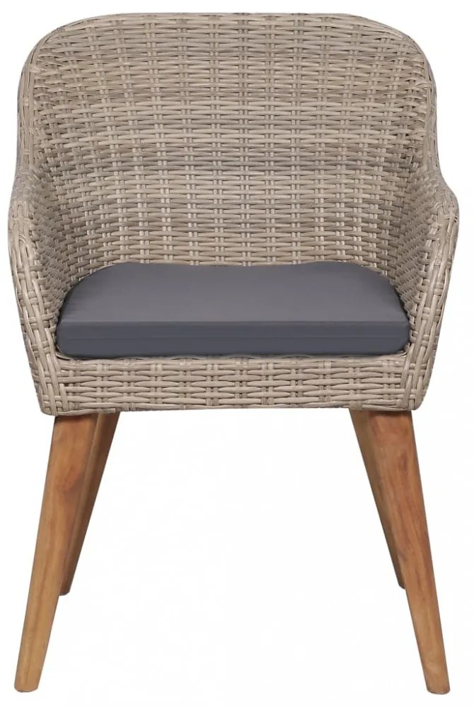 2 db barna polyrattan kültéri szék párnával