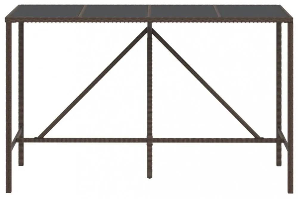 barna polyrattan üveglapos bárasztal 180 x 70 x 110 cm