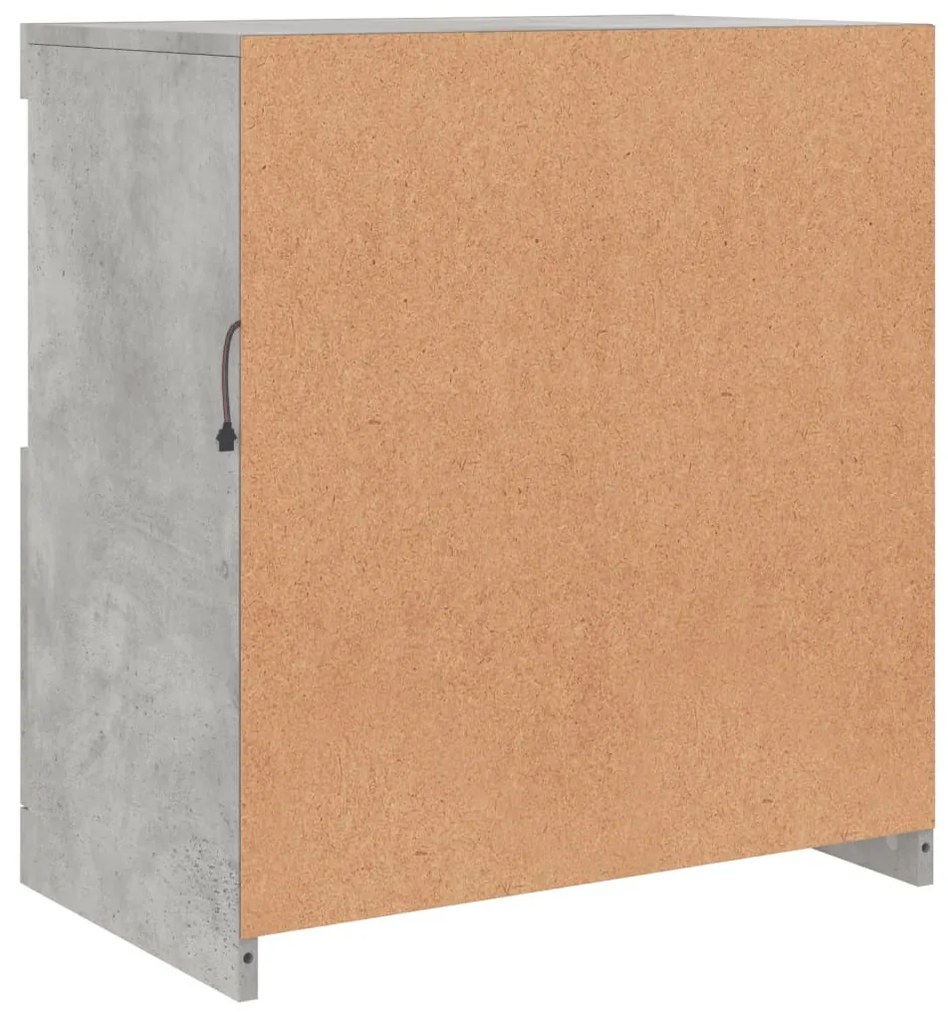 betonszürke tálalószekrény LED-világítással 60,5 x 37 x 67 cm