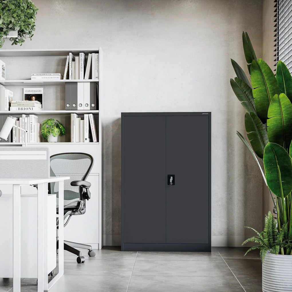 KEVIN irodai irattároló fémszekrény, 900 x 1400 x 400 mm, antracit