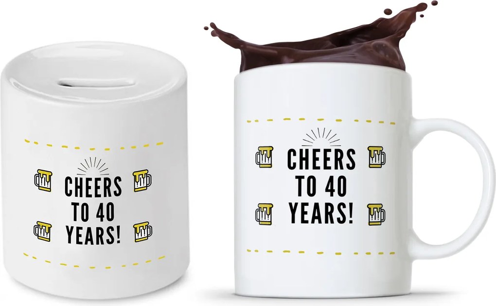 Születésnapra 40 40-es 40-es Persely Szett fényképes nyomott mintás bögre