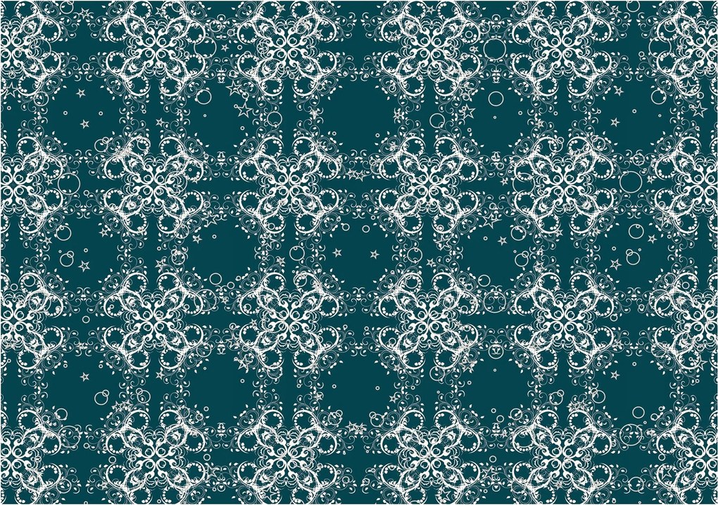 Fotótapéta Türkiz absztrakt fehér hópelyhekkel 200x140 +ragasztó