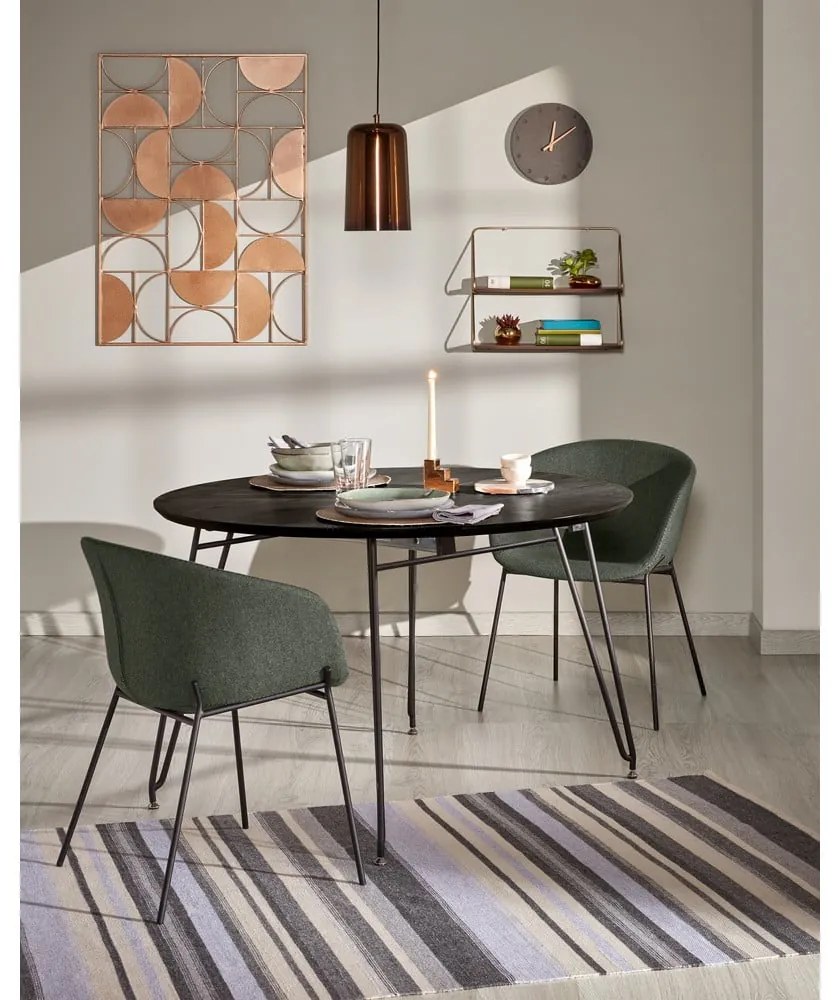 Kerek bővíthető étkezőasztal kőrisfa dekoros asztallappal ø 120 cm Norfort – Kave Home