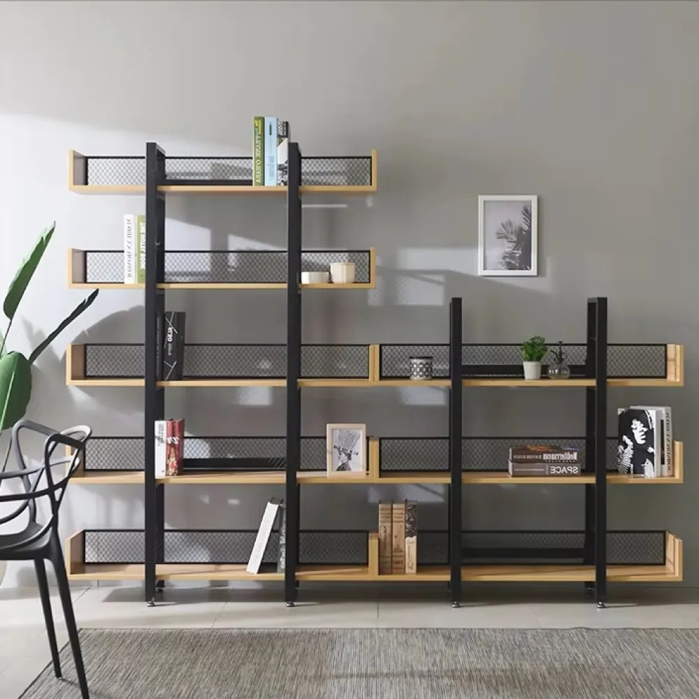 3 polcos polcállvány, tölgy/fekete, KILIS NEW TYP 1