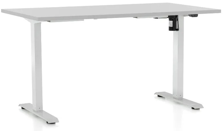 Állítható magasságú asztal OfficeTech A, 140 x 80 cm, fehér alap, világos szürke