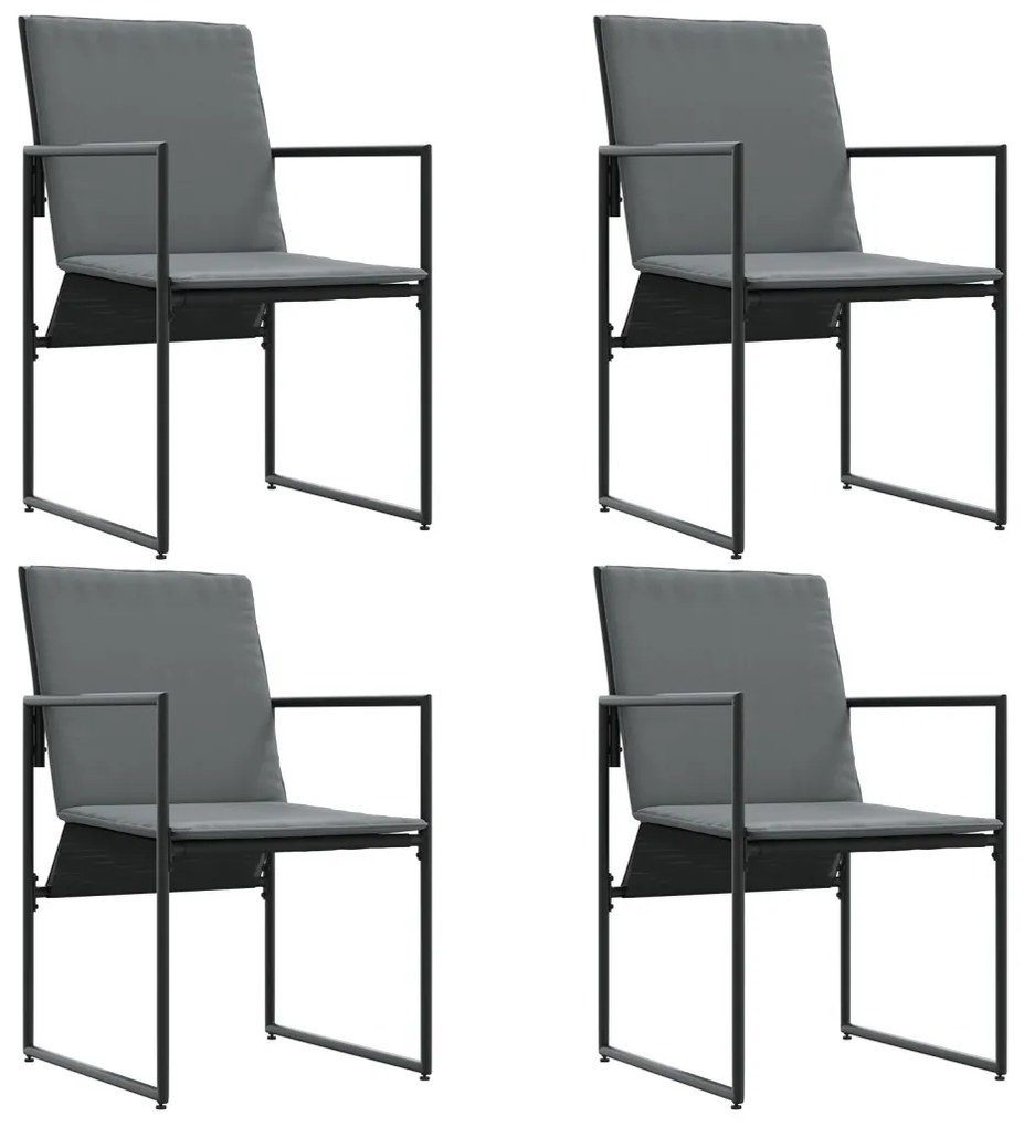 Kertiszékek Párnákkal 4 db Fekete Textilén