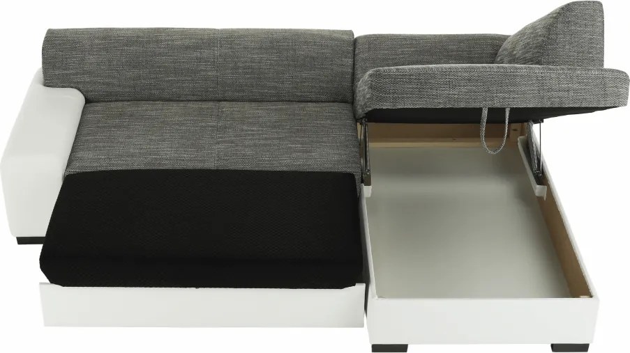 Ülőgarnitúra, fehér/szürke melír, jobbos, MINERVA