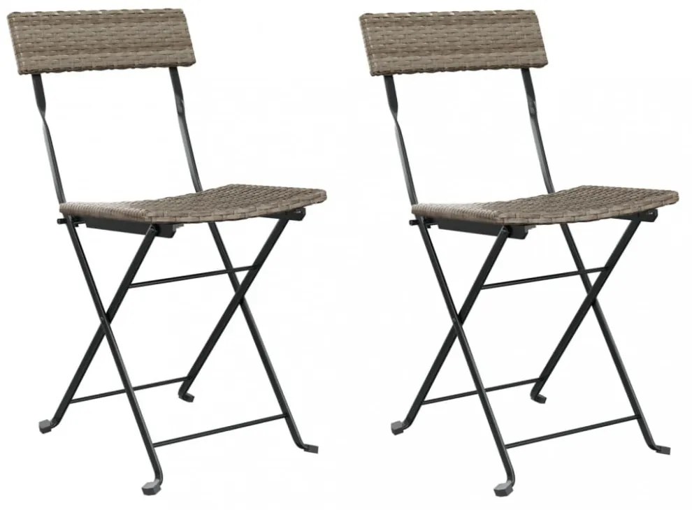2 db szürke polyrattan összecsukható bisztrószék