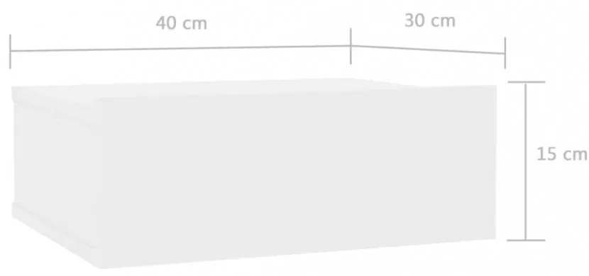 2 db magasfényű fehér szerelt fa függő éjjeliszekrény 40x30x15