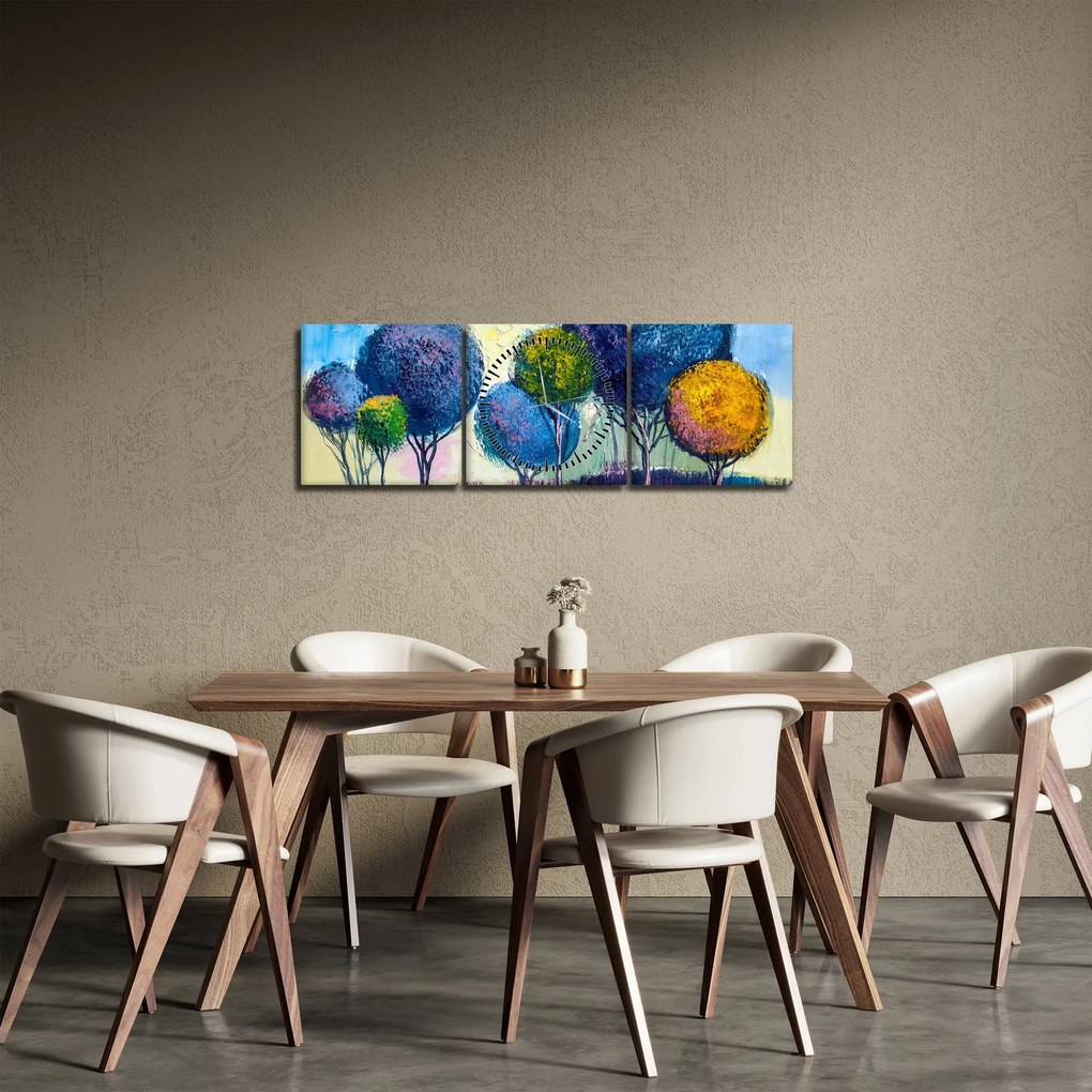 Kupolafák képe, olajfestmény (órával) (90x30 cm)