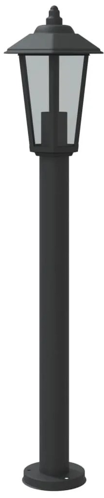 3 db fekete rozsdamentes acél kültéri állólámpa 80 cm