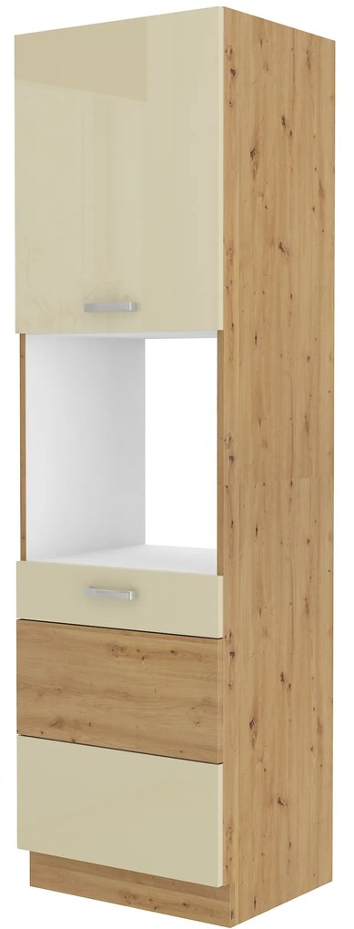 Élelmiszer konyhai szekrény sütőhöz Arryn 60 DP-210 2F (artisan tölgy + fényes krém). 1024746