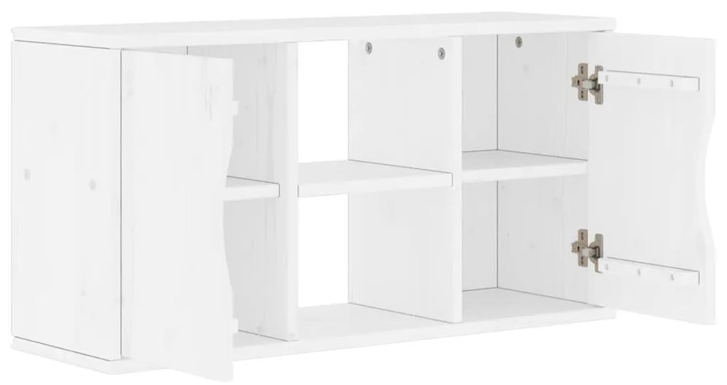 ODDA tömörfa fenyőfa TV szekrény fehér 79x24x40 cm