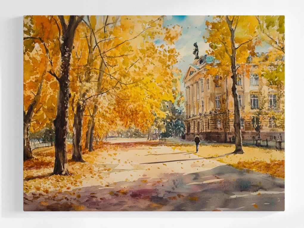 Poszter Város Utca Park Ősz Fák Séta Kilátás 80x60