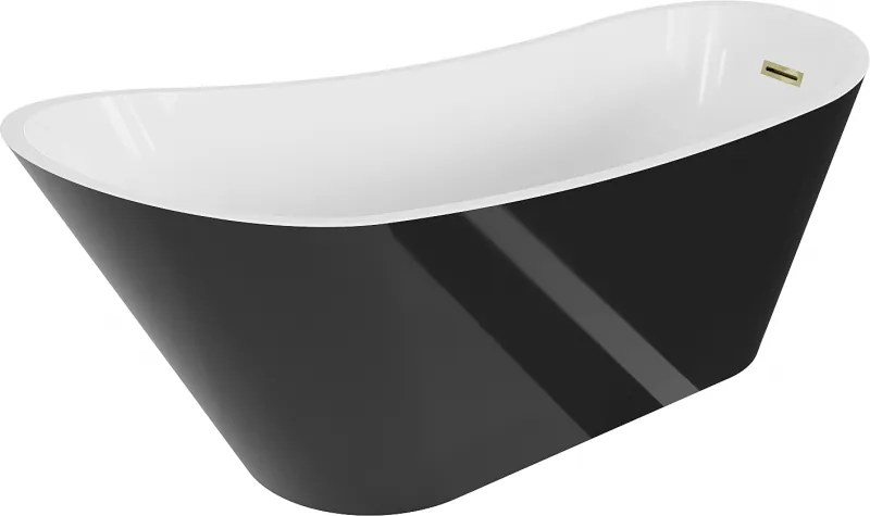 Mexen Alta szabadon álló kád 170 x 75 cm, fehér/fekete, arany túlfolyó - 52141707575-50