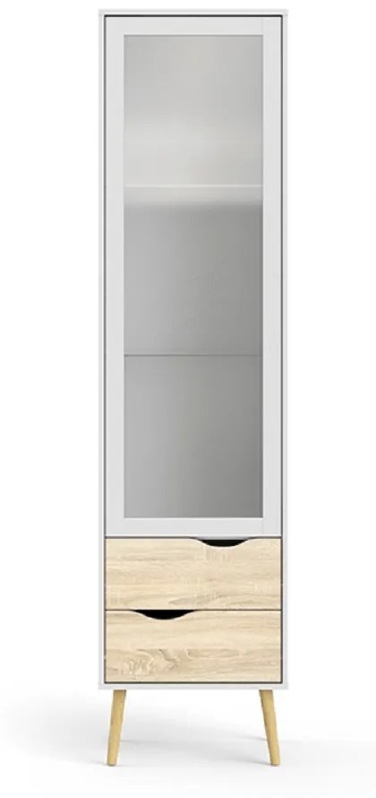 Vitrines szekrény, tölgy sonoma/fehér, OSLO 75461