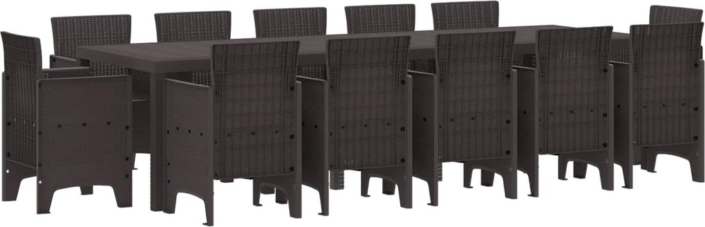 vidaXL Kert étkező szett 13 pcs Barna Poli rattan