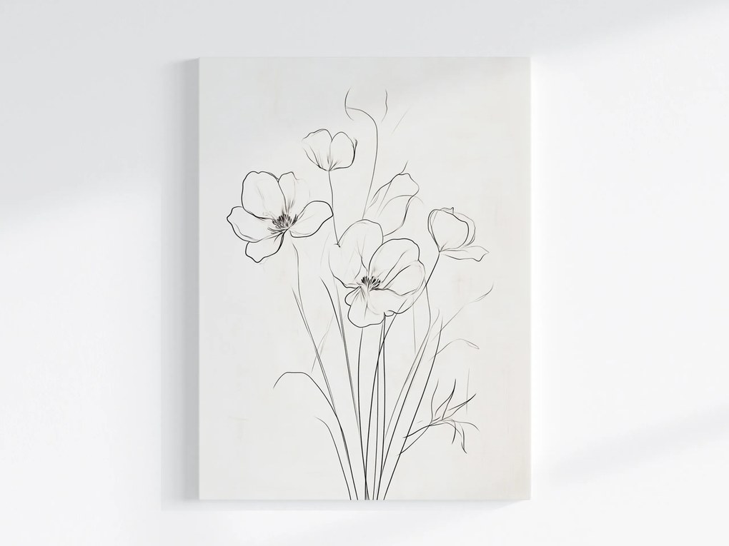 Poszter Grafika Line Art Rajz Vázlat Pipacs Virágok 60x80