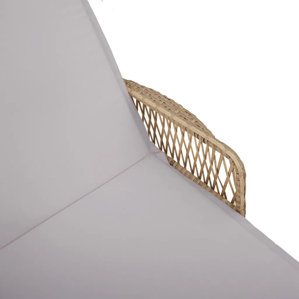 Napozóágy Bézs és világosszürke PE rattan 157 x 55 x 92 cm