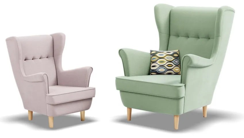 Uszak Mini fotel, bársony, rózsaszín