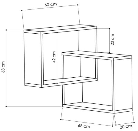 Sarki fali polc RING 68x68 cm fehér