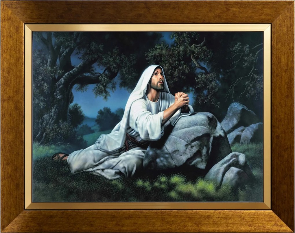 Jézus Ima Szakrális Vászonkép Arany Díszített Keretben 30X40