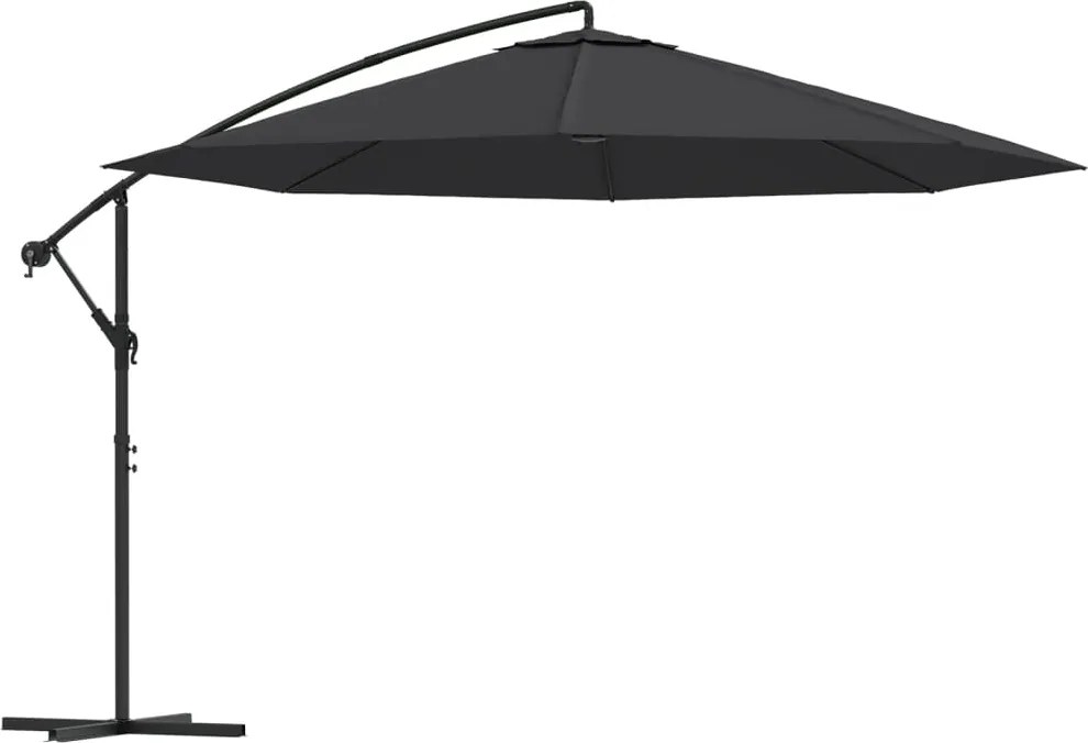 vidaXL fekete konzolos napernyő alumíniumrúddal 350 cm