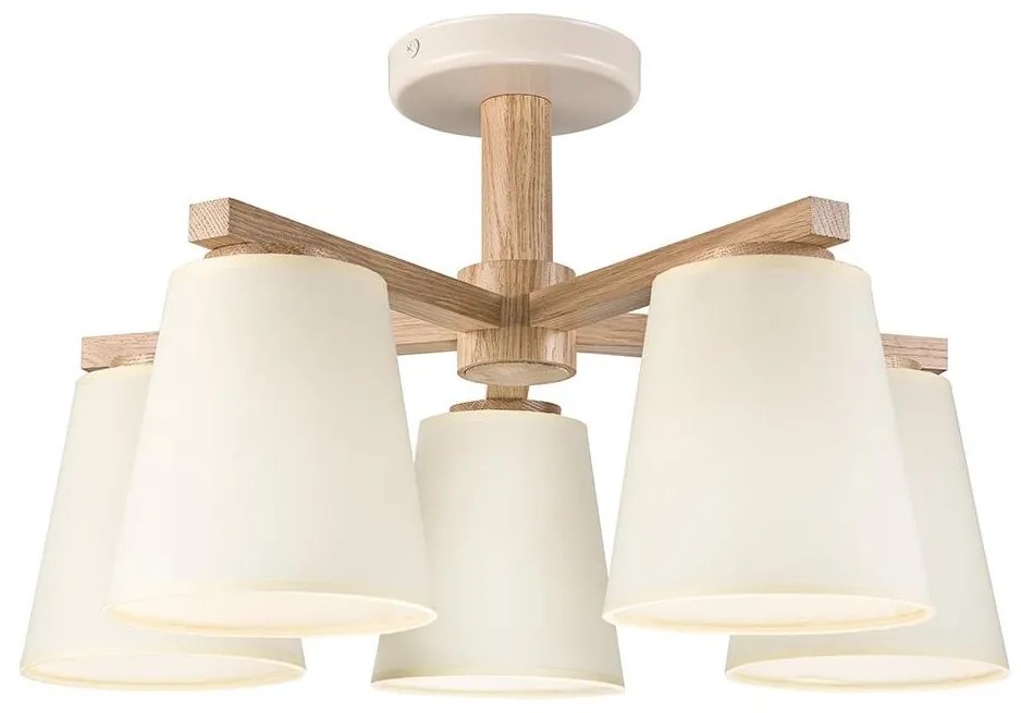 Felületre szerelhető csillár ELLIE 5xE27/15W/230V krémes/tölgy