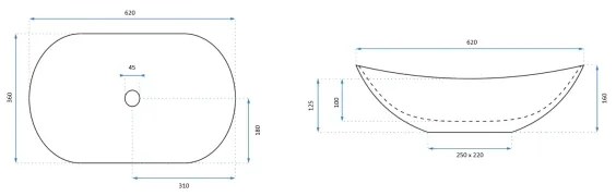 REA-U8597 - Ráépíthető mosdó ROYAL 36x62 cm kerámia/márvány dekor