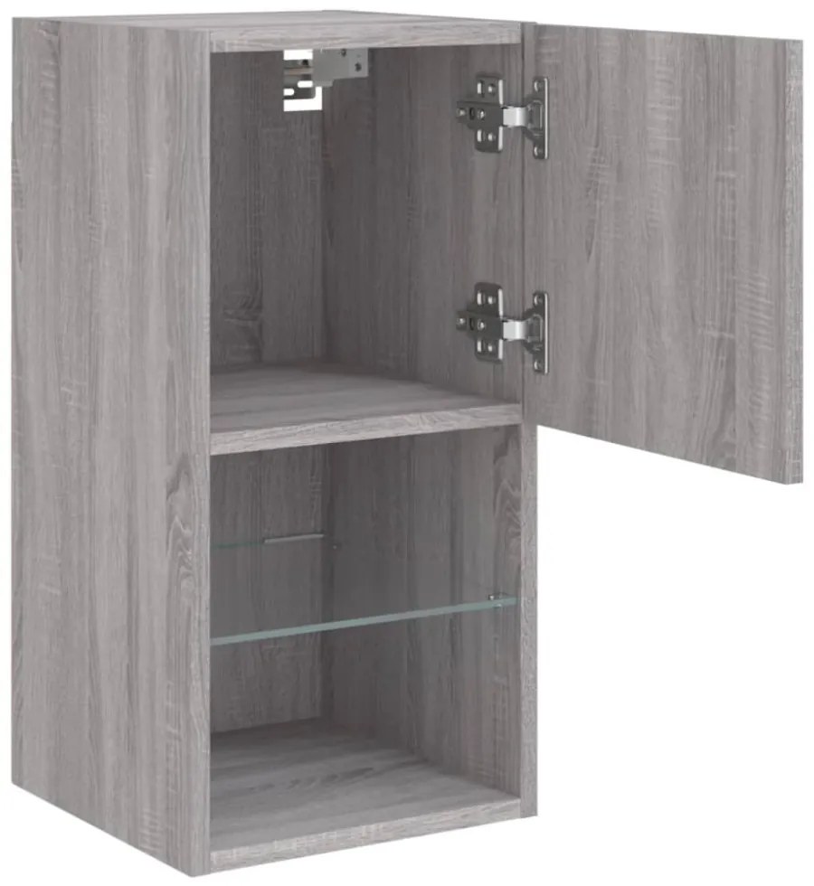 2 db szürke sonoma TV-szekrény LED lámpákkal 30,5x30x60 cm