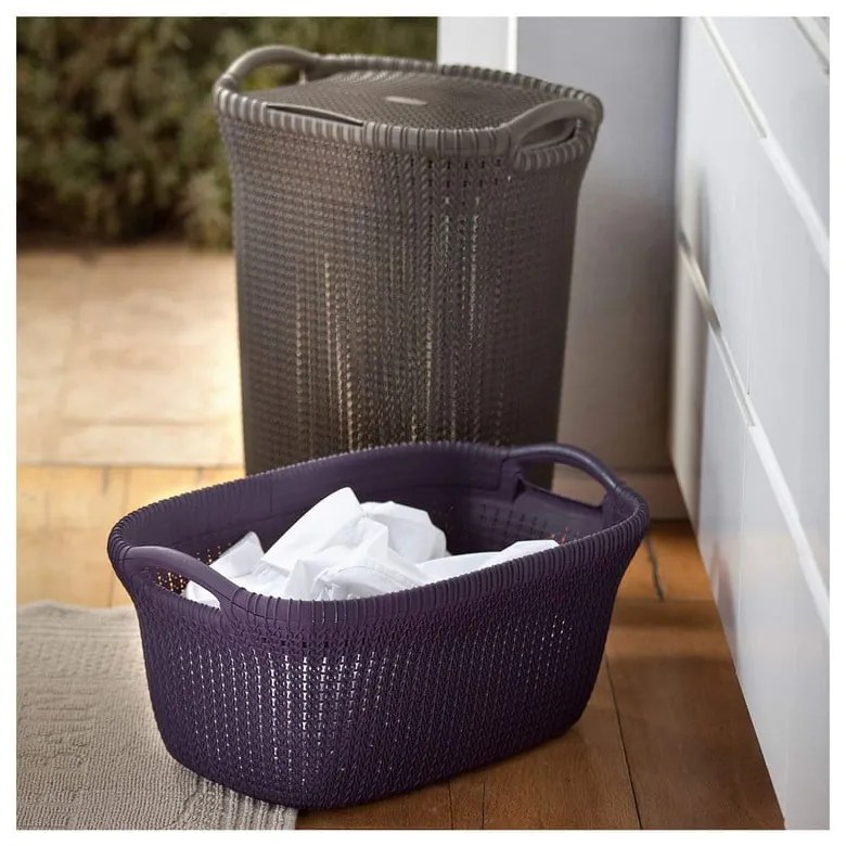 Knit Tall sötétszürke ruhakosár, 57 l - Curver