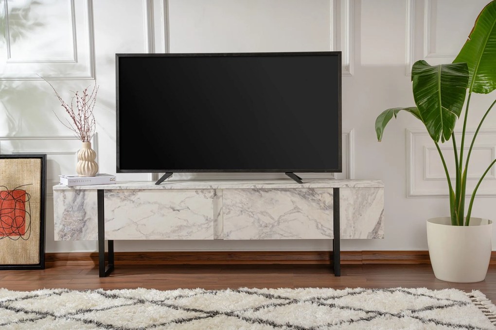 TV szekrény Serenity - Fressia Marble, Fekete