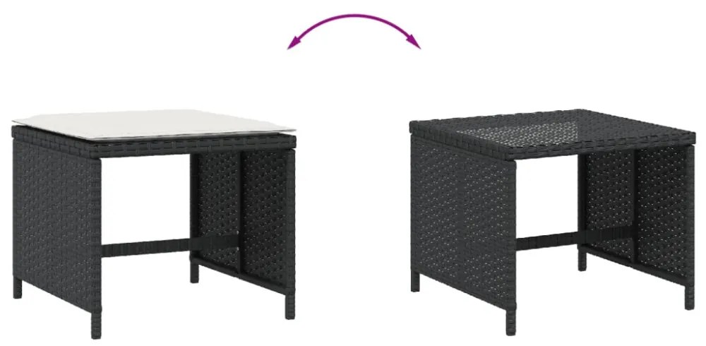 4 db fekete polyrattan kerti szék párnával 41 x 41 x 36 cm