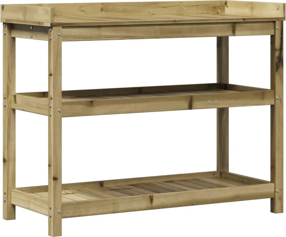 vidaXL impregnált fenyőfa ültetőasztal polcokkal 108 x 45 x 86,5 cm