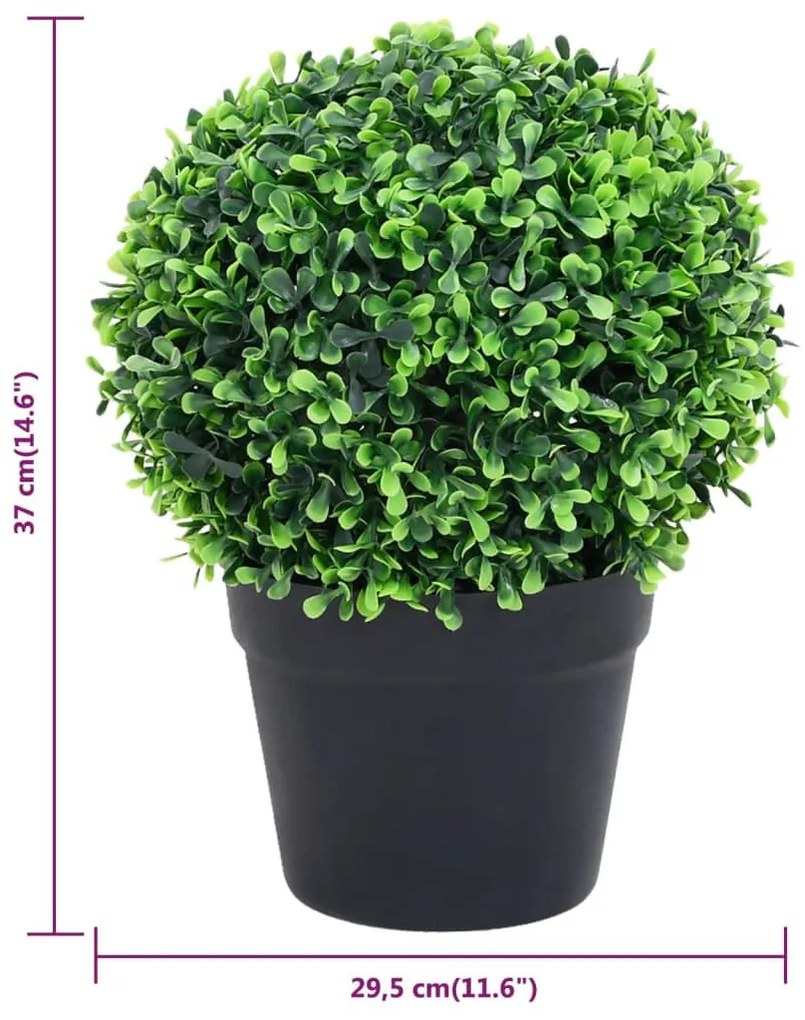 2 db zöld gömbalakú cserepes műpuszpáng 37 cm
