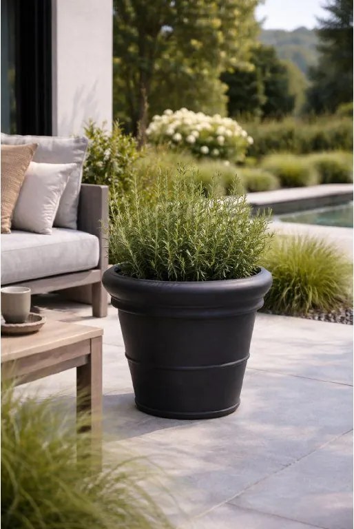 Pottery Pots Bucket Low Classic virágcserép, fekete, több méretben - PotteryPots méret: S - ø 41 cm | m. 38 cm