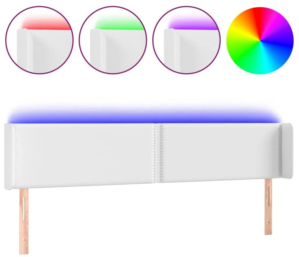 fehér műbőr LED-es fejtámla 183x16x78/88 cm