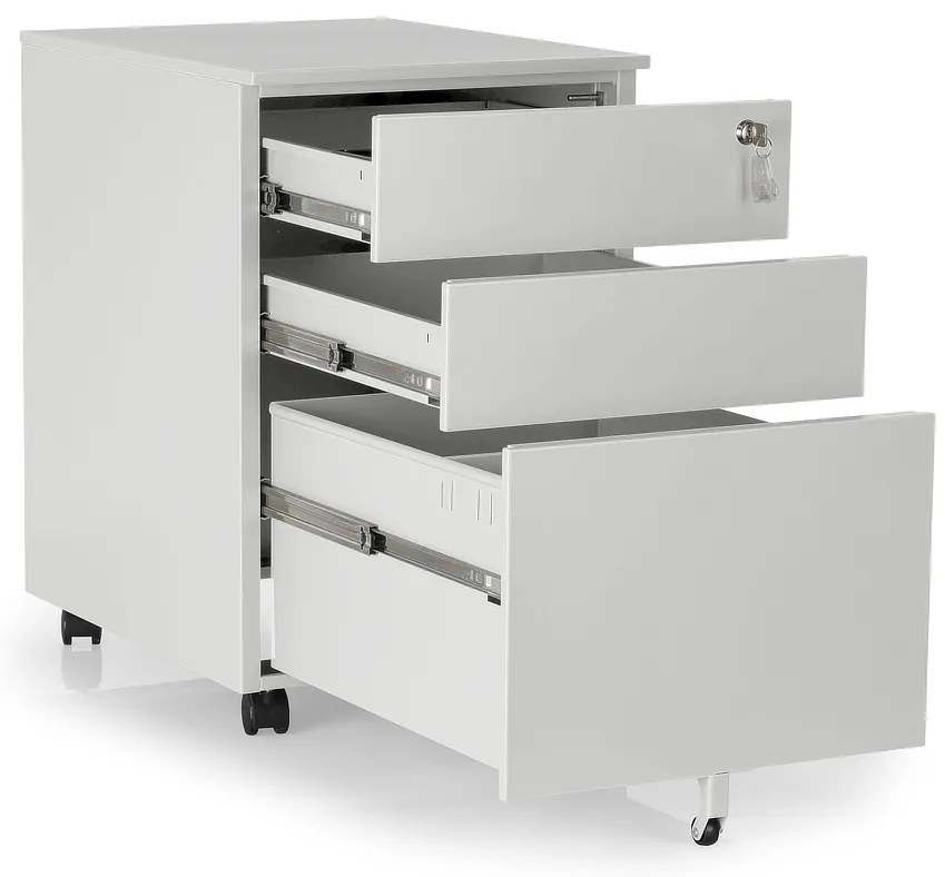 Fém konténer 40 x 50 x 61 cm - 3 fiók, szürke - ral 7035