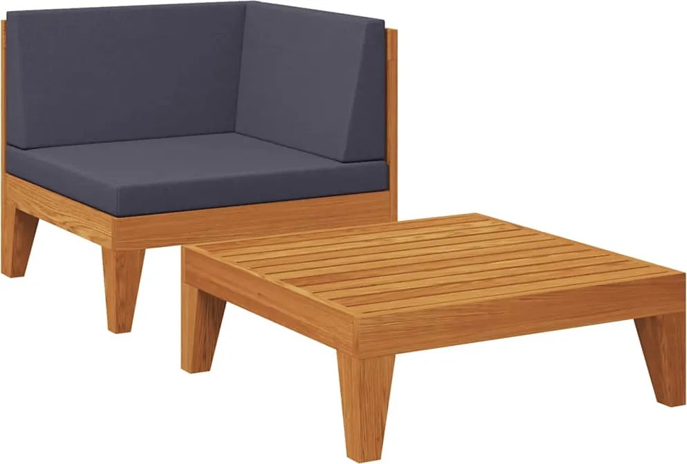 vidaXL 2 részes tömör akácfa kerti ülőgarnitúra párnákkal