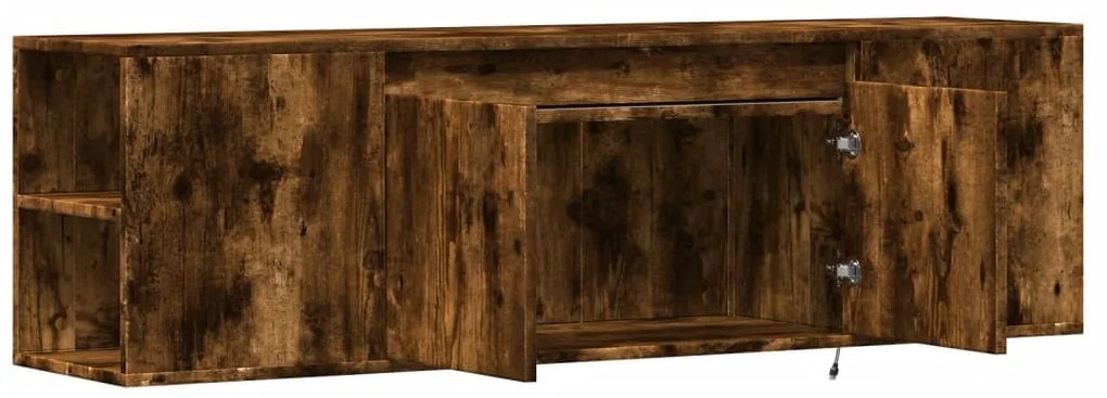 füstös tölgy színű fali TV-szekrény LED-ekkel 135x31x39,5 cm