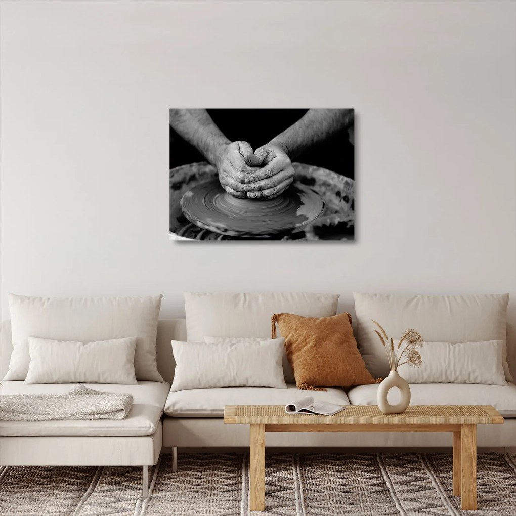 Fekete-fehér kép - kerámia gyártás (üvegen) (70x50 cm)