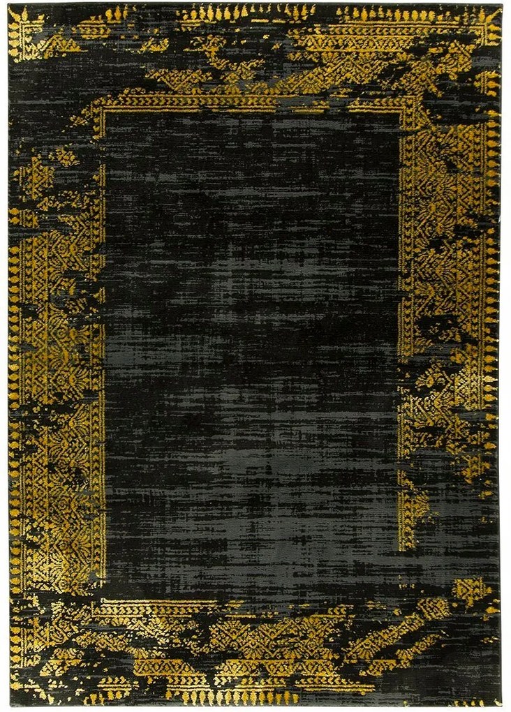 180x270 cm Puha Fekete Arany Grafit Szőnyeg