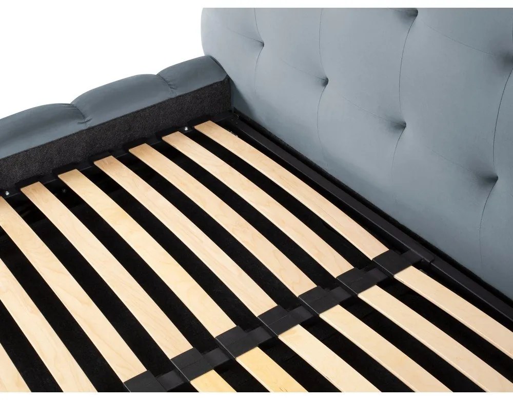 Világoskék kárpitozott franciaágy tárolóhellyel, ágyráccsal 160x200 cm Bali – Cosmopolitan Design