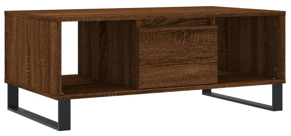 Barna tölgyszínű szerelt fa dohányzóasztal 90x50x36,5 cm