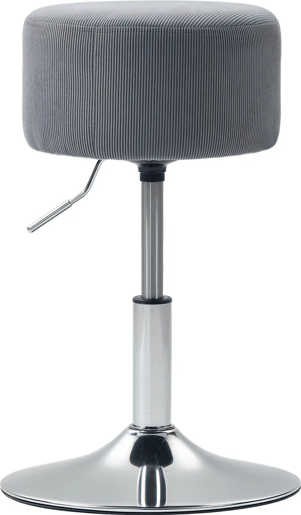 HOMCOM Magas Bárszék Magasságban Állítható 52-66 cm Velúrral Kárpitozott 360°-ban Forgó Étkezőasztalhoz Sminkelőasztalhoz Szürke | Aosom