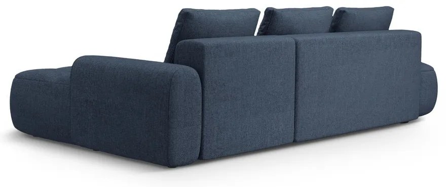 Sötétkék kinyitható-tárolóhelyes sarokkanapé (jobb oldali-heverő résszel) Linz – Cosmopolitan Design