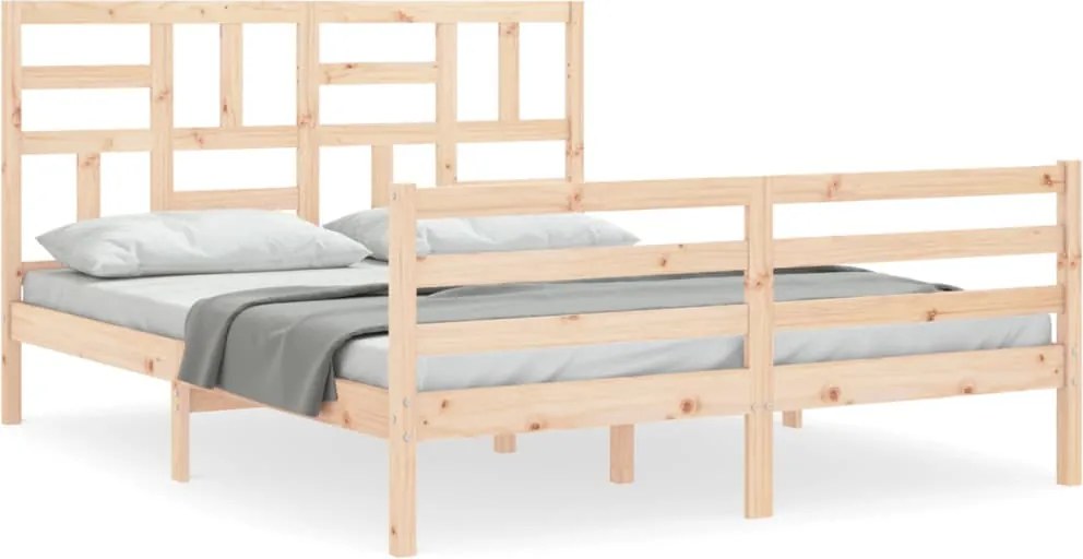 vidaXL tömör fa ágykeret fejtámlával King Size
