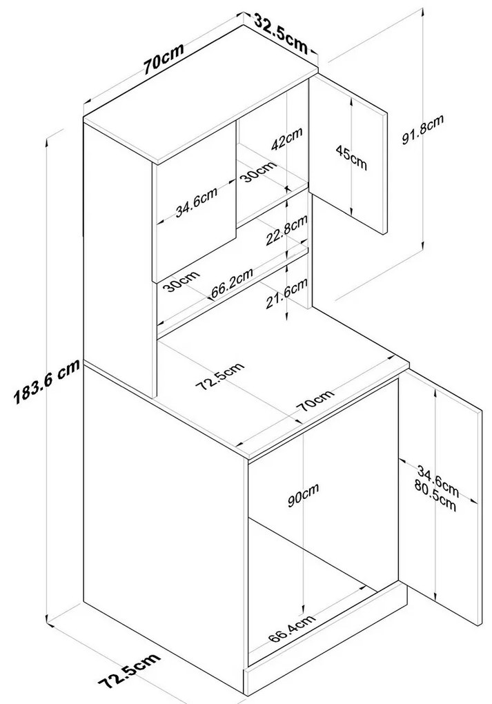 Kira White and Walnut szekrény a mosógép fölé