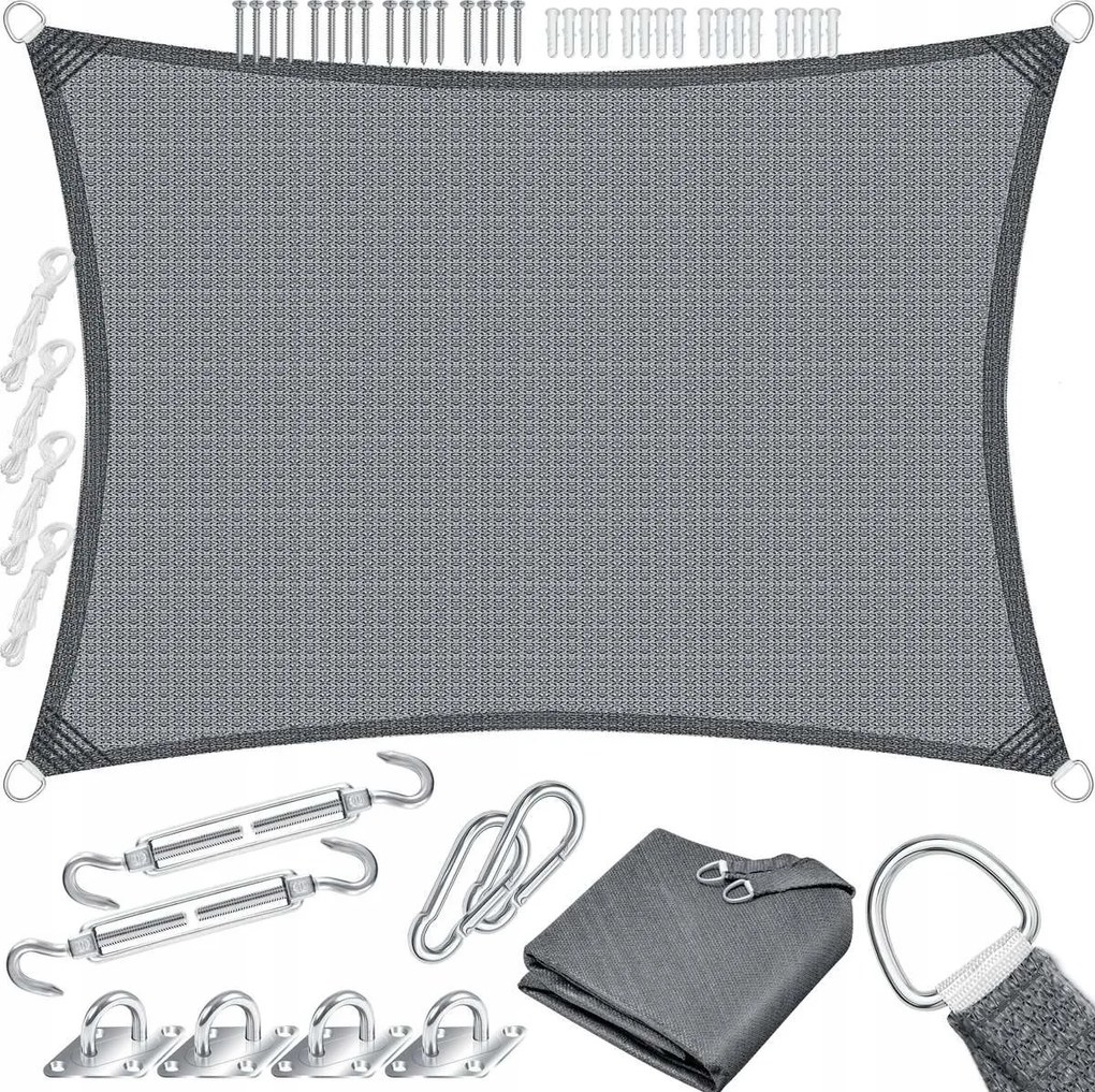 Kerti napvitorla 300 x 500 cm műanyag Sötétszürke/ KES210